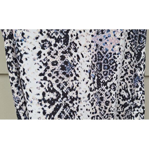 Adrianna Papell Animal Print Snake Tank Top Blouse V neck Black Beige Purple S - Picture 5 of 7